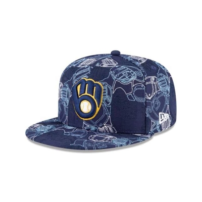 Blue Milwaukee Brewers Hat - New Era MLB Caps Chaos 59FIFTY Fitted Caps USA2193854